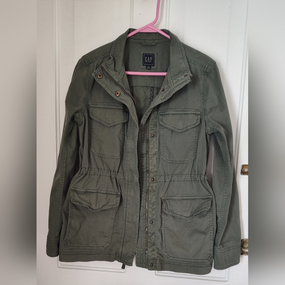 Women's Gap XS Army Green Jacket Military Style Pockets
